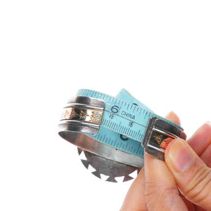 6.5" ET Navajo sterling silver denim lapis gold filled cuff bracelet