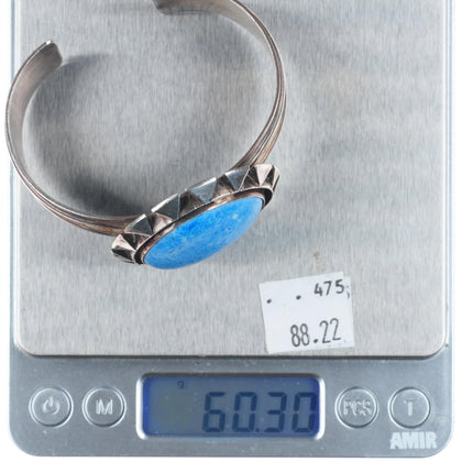 6.5" ET Navajo sterling silver denim lapis gold filled cuff bracelet