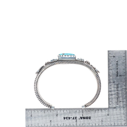 6.3" Pete Johnson Navajo sterling silver cuff bracelet spiderweb turquoise