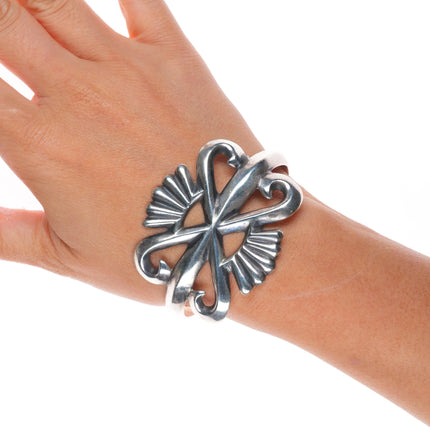 6.5" Vintage Navajo sterling silver cast older cuff bracelet