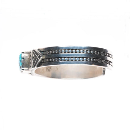 6.15" Pete Johnson Navajo sterling silver cuff bracelet spiderweb turquoise