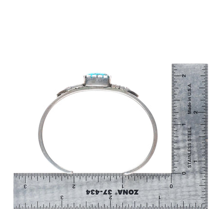 6.15" Pete Johnson Navajo sterling silver cuff bracelet spiderweb turquoise