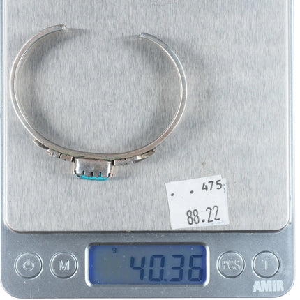 6.15" Pete Johnson Navajo sterling silver cuff bracelet spiderweb turquoise