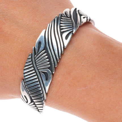 6" Nelson Begay Navajo sterling silver cuff bracelet overlay style