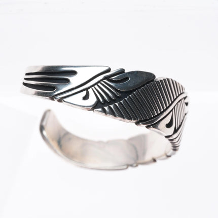 6" Nelson Begay Navajo sterling silver cuff bracelet overlay style