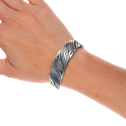 6" Nelson Begay Navajo sterling silver cuff bracelet overlay style