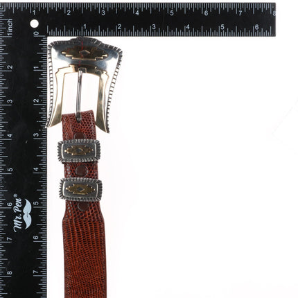 1" James Reid 14k gold/Sterling silver southwestern ranger belt buckle set 38"