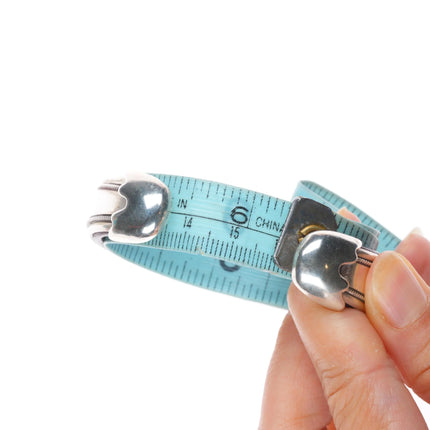 6" Ramona Heise Labradorite, sterling silver, spiny oyster leather cuff bracelet