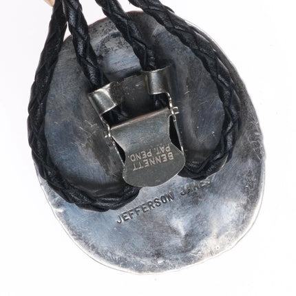 c1970 Jefferson James Navajo sterling silver bolo tie with turquoise nuggets