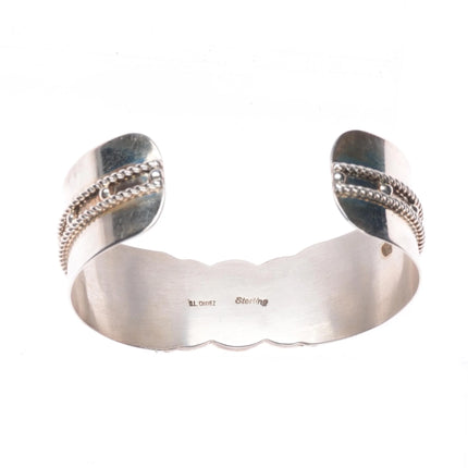 6.3" Derrick-Lorelia Chavez Zuni sterling silver coral raise inlay cuff bracelet