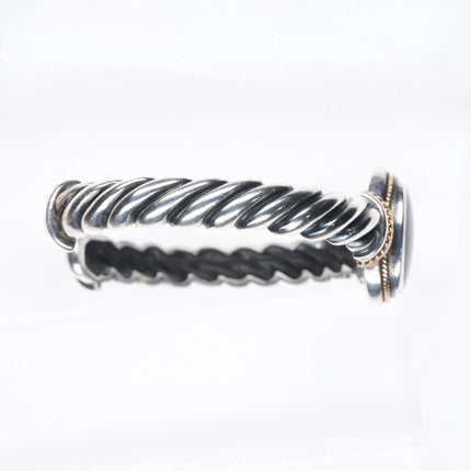 6" Kabana Southwestern 14k gold/Sterling silver onyx cuff bracelet