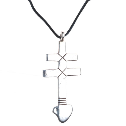Ernie Lister Navajo Ingot coin silver Isleta cross pendant sterling