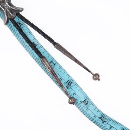 c1960 c-31 Vintage Navajo cast sterling silver turquoise bolo tie