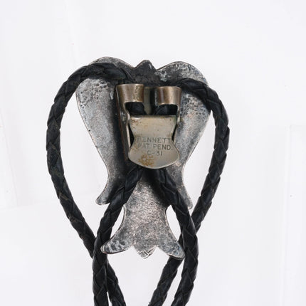 c1960 c-31 Vintage Navajo cast sterling silver turquoise bolo tie