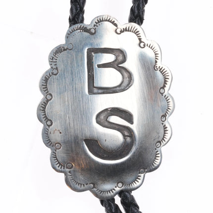 Vintage BS Navajo sterling silver concho style bolo tie