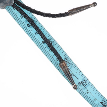 Vintage BS Navajo sterling silver concho style bolo tie