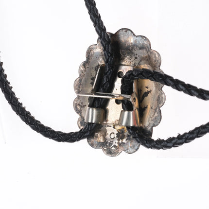 Vintage BS Navajo sterling silver concho style bolo tie