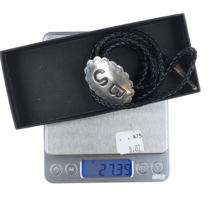 Vintage BS Navajo sterling silver concho style bolo tie