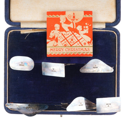 40's-50's Japanese Buddha/Asian themed sterling silver place card holder set