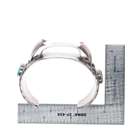 7.1" Unused 1970's Vintage sterling silver and turquoise watch cuff bracelet