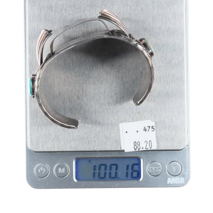 7.1" Unused 1970's Vintage sterling silver and turquoise watch cuff bracelet