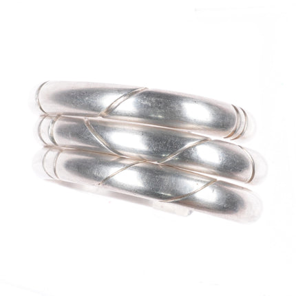 6.25" 3 Vintage Heavy Southwestern  modernist sterling silver cuff bracelets