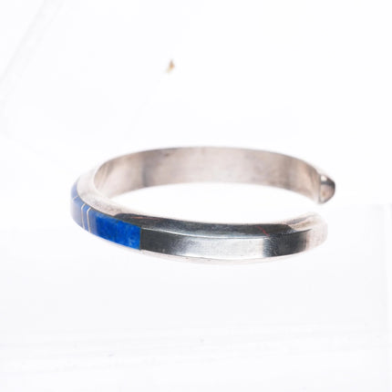 6.25" Wayne Muskett Navajo sterling silver denim Lapis inlay cuff bracelet