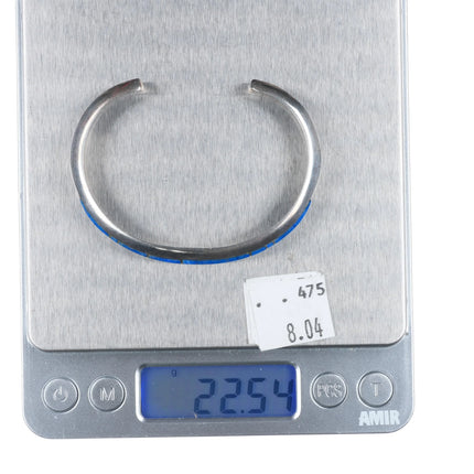 6.25" Wayne Muskett Navajo sterling silver denim Lapis inlay cuff bracelet