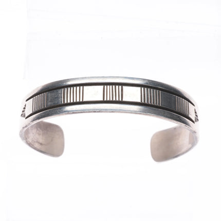 7.2" Bruce Morgan Navajo sterling silver interior stamped cuff bracelet