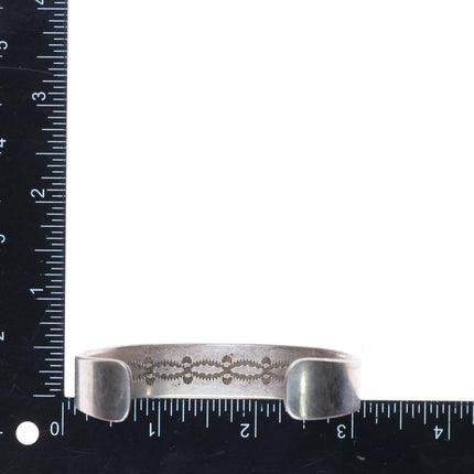 7.2" Bruce Morgan Navajo sterling silver interior stamped cuff bracelet