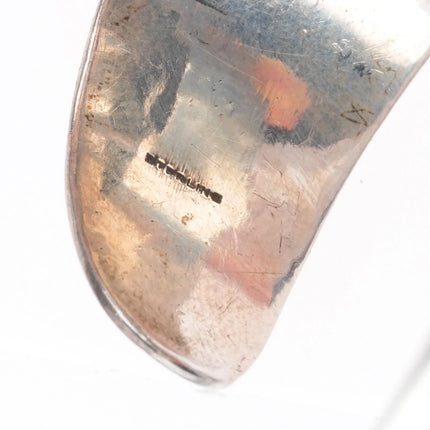 6.6" c1940's Navajo hand stamped sterling silver large turquoise cuff bracelet