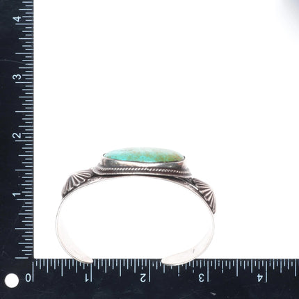 6.6" c1940's Navajo hand stamped sterling silver large turquoise cuff bracelet