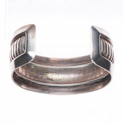 6.5" Vintage southwestern sterling silver ribbed cuff bracelet