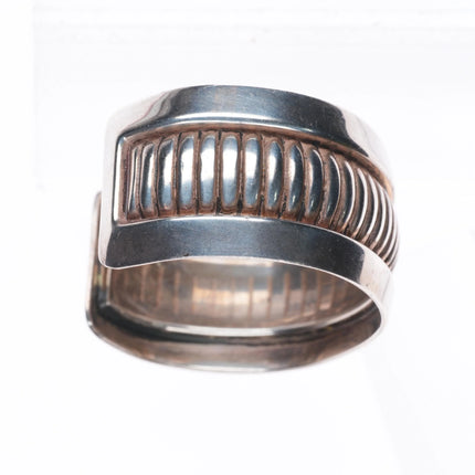 6.5" Vintage southwestern sterling silver ribbed cuff bracelet