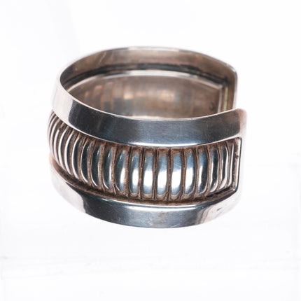 6.5" Vintage southwestern sterling silver ribbed cuff bracelet