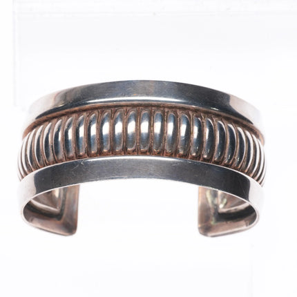 6.5" Vintage southwestern sterling silver ribbed cuff bracelet