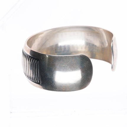 6.5" Vintage southwestern sterling silver B Webb ribbed cuff bracelet