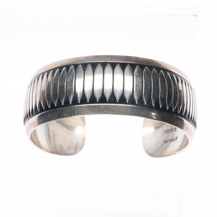 6.5" Vintage southwestern sterling silver B Webb ribbed cuff bracelet