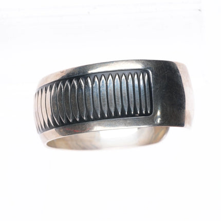 6.5" Vintage southwestern sterling silver B Webb ribbed cuff bracelet
