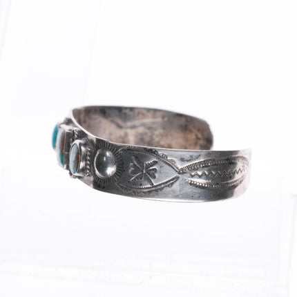 6.6" c1940's Vintage Navajo sterling silver high grade turquoise cuff bracelet