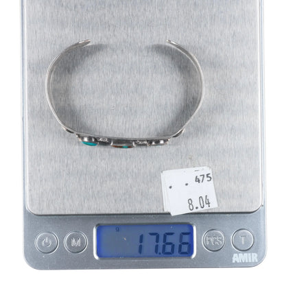 6.6" c1940's Vintage Navajo sterling silver high grade turquoise cuff bracelet