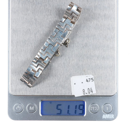 7" c1960's Vintage Taxco sterling silver link bracelet geometric style