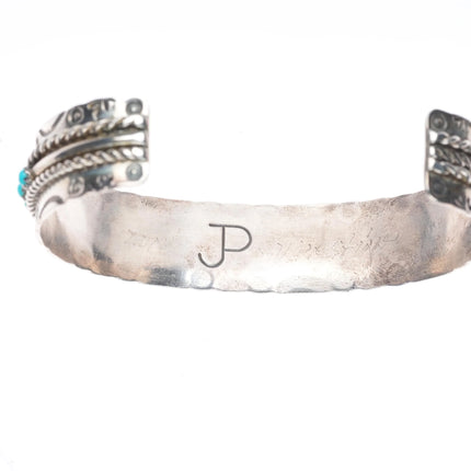 6.5" Jason/Pearl Ukestine Zuni sterling silver snake eye turquoise cuff bracelet