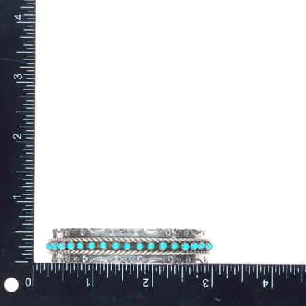 6.5" Jason/Pearl Ukestine Zuni sterling silver snake eye turquoise cuff bracelet