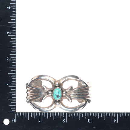 6.35" Vintage Navajo sterling silver cast cuff bracelet with turquoise