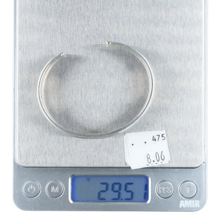 6.25" Vintage Navajo sterling silver banded modernist cuff bracelet D feather