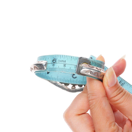 6.6" c1950 vintage Navajo carinated split shank cuff bracelet with turquoise