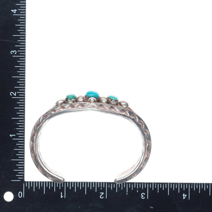 6.6" c1950 vintage Navajo carinated split shank cuff bracelet with turquoise