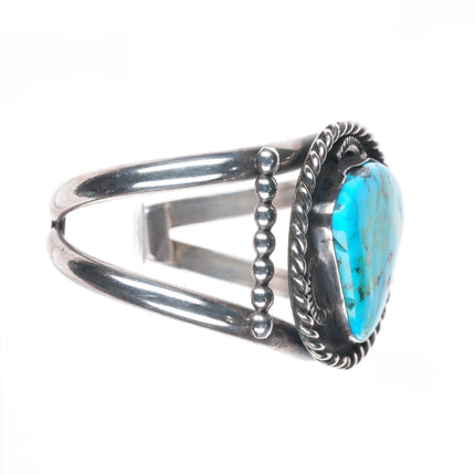 6.5" 1970's LB Navajo sterling silver and turquoise vintage cuff bracelet