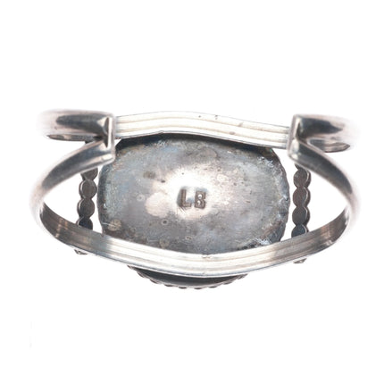6.5" 1970's LB Navajo sterling silver and turquoise vintage cuff bracelet